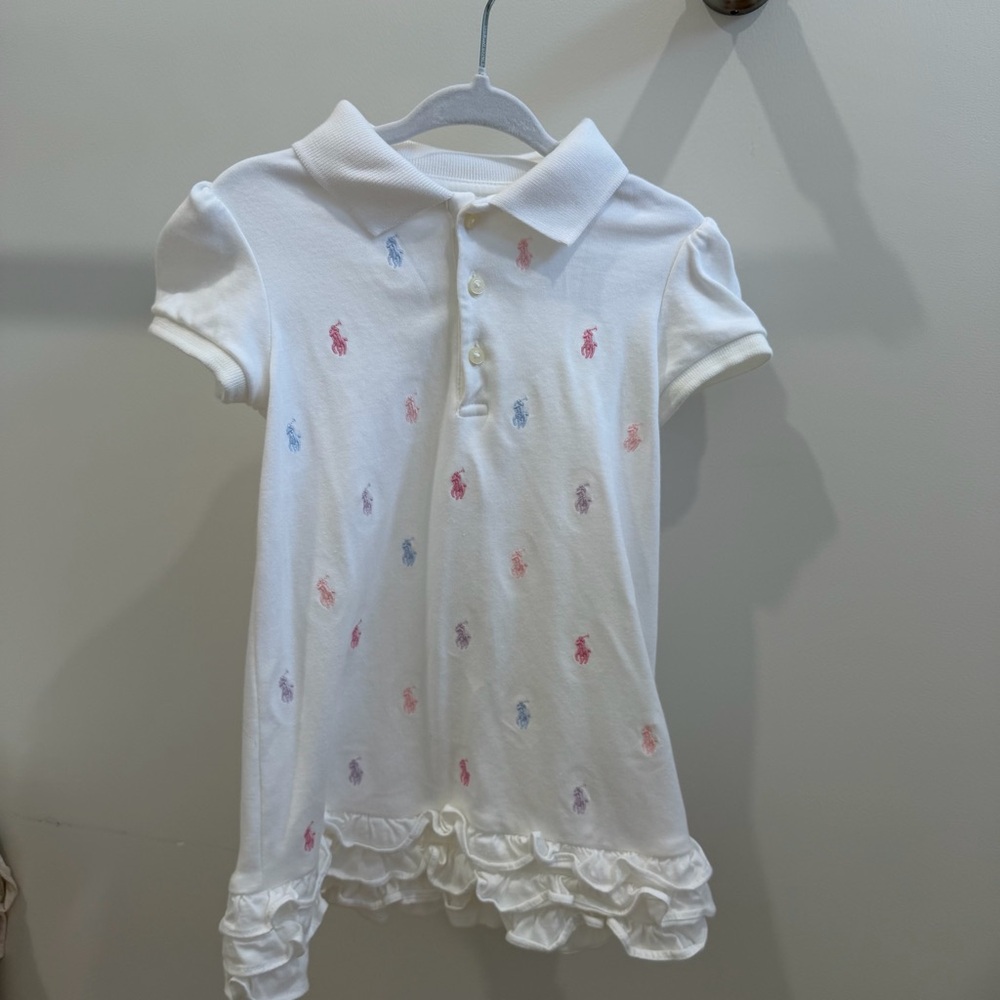 White Polo Dress with Multicolor Embroidery